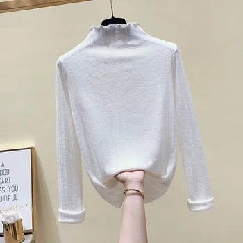 Gkfnmt 2020 Vintage Maneca Lunga Tricot tricou Femei Casual Alb T-Shirt Femei Topuri Toamna Tricou Femme Haine
