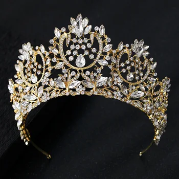 KMVEXO Nouă Epocă de Lux Europene Mari de mireasa Mireasa Diademe Superb Cristal Rotund Mare Regina Coroana de Nunta Accesorii de Par