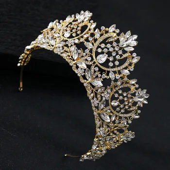 KMVEXO Nouă Epocă de Lux Europene Mari de mireasa Mireasa Diademe Superb Cristal Rotund Mare Regina Coroana de Nunta Accesorii de Par