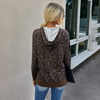 Tricou Femei Hoodie Toamna Iarna Vintage Leopard Print Cu Maneci Lungi Femei Îmbrăcăminte Pulover Hoody Hanorace De Toamna 2020 Topuri