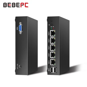 BEBEPC Mini PC 4 LAN Gigabit Ethernet Celeron J1800 RJ45-COM Pfsense Openwrt Windows 10 Firewall-ul Router-PC Industrial Computer