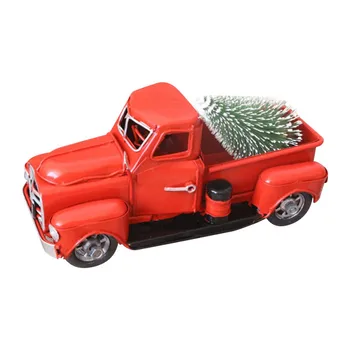 Vintage Red Camion de Jucărie Mână-a făcut Roșu de Metal Camion Si Masina de Modele Pentru Craciun Decoratiuni de Masă de Anul Nou Cadouri Titularii