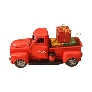 Vintage Red Camion de Jucărie Mână-a făcut Roșu de Metal Camion Si Masina de Modele Pentru Craciun Decoratiuni de Masă de Anul Nou Cadouri Titularii
