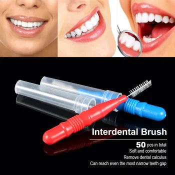 50pcs Perie Interdentare Ata Capului Dintelui Instrument Alege Între Dinți Perie Profesionala Dentare Perie de Curățare