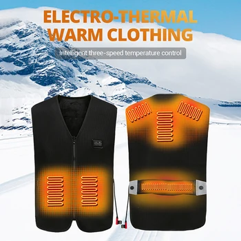 65℃ 6 Locuri Încălzite Vesta Usb Încălzit Jacheta Încălzire Vestă Termică Îmbrăcăminte Vesta De Iarna Mai Cald Încălzire Sacou În Aer Liber Equpment