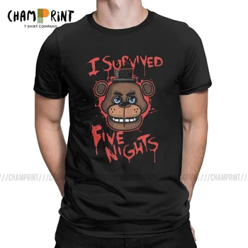 Men ' s T-Shirt, am Supraviețuit Cinci Nopți La lui Freddy Pizzerie Amuzant Teuri Joc Coșmar Tricouri Gât Rotund Haine de Vara