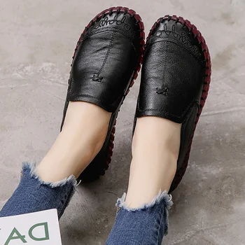 2020 Nouă Femei Pantofi Plat din Piele Slip On pentru Femei Pantofi Casual Mocasini Moi Încălțăminte Mocassin de sex Feminin pantofi Plat femeie