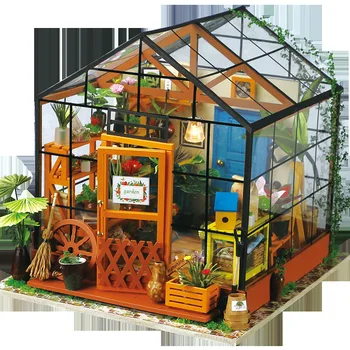 Opt Tipuri de BRICOLAJ in Miniatura cu efect de Seră Casa Papusa Model seturile de Construcție Păpuși Jucării Creative Hobby Cadou pentru Copii, pentru Adulți