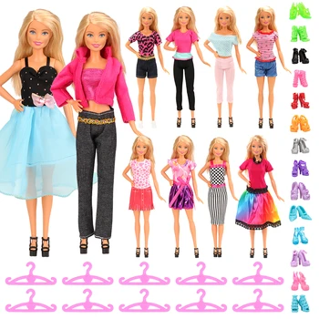 Moda Handmade 30 Articole/set Jucarii Copii =10 x Papusa Haine +10 Umerase+10 Păpuși Pantofi Accesorii Pentru Barbie Joc Cadou Pentru Fata
