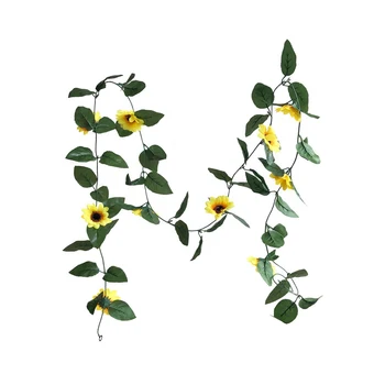 Artificiale de Floarea-soarelui Ghirlanda de Flori Artificiale Ghirlanda de Frunze Verzi de Mătase Floarea-soarelui, Vița-de-vie pentru Petrecerea de Nunta de Masă Decor Acasă