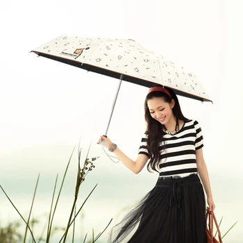 Olycat Ploaie Automată Umbrelă de Pliere Umbrele de Soare cu Model Pisica Minunat Windproof Anti Uv Strat Negru Umbrela