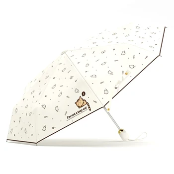 Olycat Ploaie Automată Umbrelă de Pliere Umbrele de Soare cu Model Pisica Minunat Windproof Anti Uv Strat Negru Umbrela