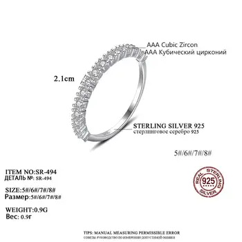 PAG&MAG Simplu Rândul Clar Zircon Inele Argint 925 Inele Pentru Femei Declarație de Nunta Trupa Moda Bijuterii Cadouri