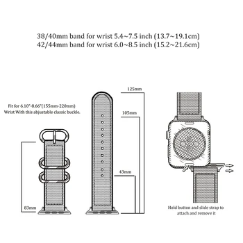 Pentru Apple Watch Band Seria 5 4 44mm 40 mm Nylon Sport Buclă Bratara curea pentru iwatch 4/3/2/1 42mm 38mm Bratara accesorii