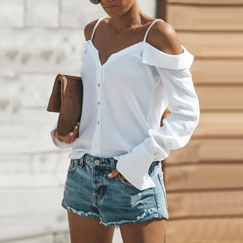 V-Neck Bluza Eleganta De Moda Pentru Femei De Pe Umăr Noi De Vara Tricouri Femei Chiffon Crop Top Pe Plajă Teuri Haine Vintage Transport