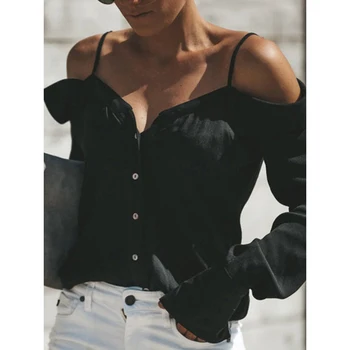 V-Neck Bluza Eleganta De Moda Pentru Femei De Pe Umăr Noi De Vara Tricouri Femei Chiffon Crop Top Pe Plajă Teuri Haine Vintage Transport
