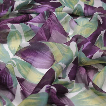 Violet închis print floral pur șifon de mătase țesături de mătase naturală, mătase, tesatura de eșarfă,SCF161
