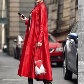 De Înaltă Calitate Nouă Vogă Lung Din Piele Pu Palton Jaqueta Couro Feminina Euro De Moda Negru De Streetwear Casaco Femei Plus Dimensiune