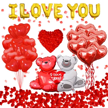 Ziua îndrăgostiților Baloane Folie Decoratiuni Te Iubesc Inima Petale de Trandafir Inima Pentru St Ziua Îndrăgostiților Cadou de Aniversare de Nunta