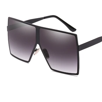 Supradimensionate Pătrat oglindă ochelari de soare pentru femei brand de lux de designer de metal mare, roz și ochelari de soare moda de sex feminin nuante