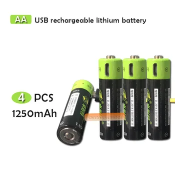 4buc ZNTER AA 1.5 V 1250mAh li-polymer li-po baterie reîncărcabilă litiu baterie li-ion cu cablu USB pachet