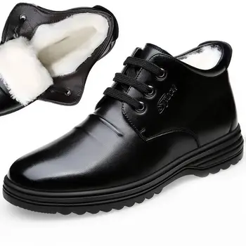 Coslony ghete bărbați din Piele pu Pantofi Cald iarna 2021 Pantofi de Bumbac pentru Rece de Vacă din Piele Barbati Cizme Glezna Masculin Încălțăminte solid negru