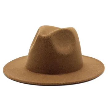 Vintage Unisex Panama Lână Simțit Pălării Fedora Doamnelor Margine Largă de Partid Trilby Palarie de Cowboy de Moda Jazz CapWide Refuz Simplu Pălărie pentru Bărbați