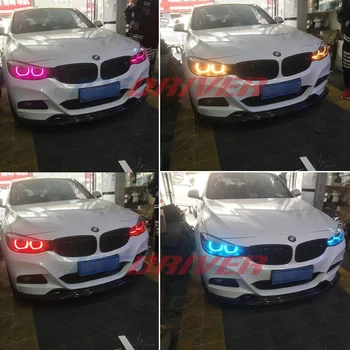 Icedriver pentru BMW seria 3 Angel Eyes F30 DRL RGB LED-uri multicolore placi F31 F34 3 GT lumini de zi de funcționare Roșu Albastru Demon Ochi