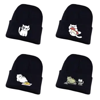 Anime Neko Atsume Tricotate pălărie Cosplay palarie Unisex Imprimare Adult Casual Bumbac pălărie adolescenți iarna Tricotate Capac