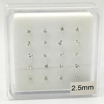 Argint 925 2,5 mm crystal Pin nas Stud Unisex indian nas bijuterii piercing 20buc/pachet