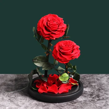 Dropshipping frumoasa si ia Flori Proaspete Roșu Etern Trandafiri Într-O Cupolă de Sticlă cadou de ziua Mamei de ziua Îndrăgostiților Cadou de Crăciun