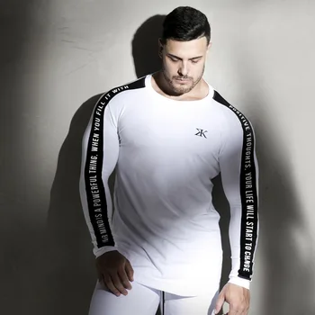 Noul tricou Maneca Lunga de Toamna Săli de sport Brand de Îmbrăcăminte de Bumbac Joggres Exercitii de Culturism Tricou 2XL
