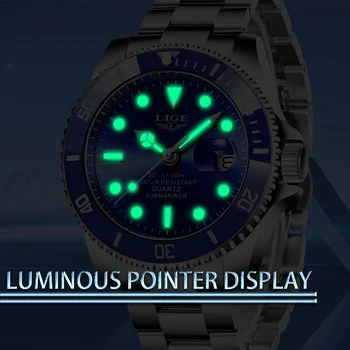 Relogio Masculino LIGE Brand de Lux Barbati Ceasuri Sport Argintiu rezistent la apa din Oțel Inoxidabil Încheietura mîinii Ceas Bărbat Ceas Moda Ceas de mână