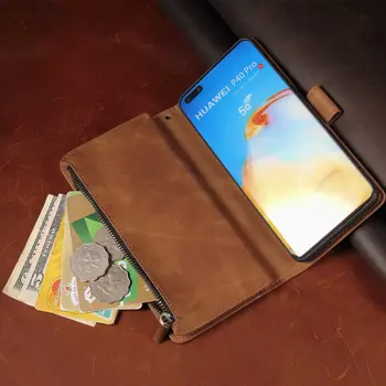 De Lux Portofel Din Piele Pentru OnePlus Nord Caz Magnetic, Cu Fermoar Pentru Portofel Mobil Retro Wallet Flip Card Stand OnePlusNORD Mercur Acoperi