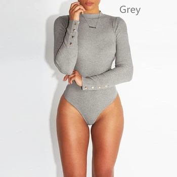 Femei Maneca Lunga Body Moda Stretch pentru Femei Body Cu Buton Solid Slim Casual Doamnelor Salopetă Haine de Toamna