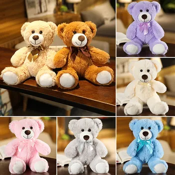 Drăguț colorat papion urs păpușă jucărie de pluș îmbrățișare de urs papusa copii cadou de ziua papusa de carpa ursuleț de pluș acasă living dormitor