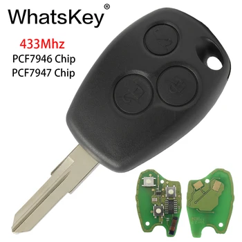 WhatsKey 433Mhz Cip 2 Butoane Telecomanda Cheie Auto Pentru Renault Espace, Clio, Kangoo, Logan Sandero Duster PCF7946/PCF7947