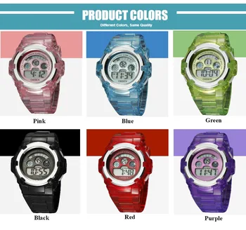 Digital Copii Ceasuri Copii CONDUS de Moda Sport impermeabil Ceas Drăguț Roz silicon Fata băieți Încheietura ceas 7 culori led-uri cadou pentru copii