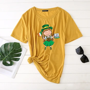 O Fata are Irlandez Pavilion Calendar Tipărit St Patrick ' s Day pentru Femei Tricouri 2021 Grafic T Shirt Femei Streetwear Casual Plus Dimensiune
