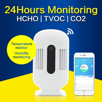 JQ-200 Inteligent WIFI Acasă Smog Metru CO2 HCHO Analiza Calității Aerului Tester Detector de Temperatură a Senzorului de Umiditate Monitor
