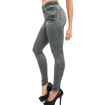 Femei Picioarele Modelarea Jambiere Fals Blugi Pantaloni Pull-on Skinny, Jambiere Elastice -MX8