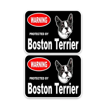 Volkrays 2 X Creative Autocolant Auto Boston Terrier-Caine de Paza Accesorii Reflectorizante protecție Solară rezistent la apa Vinil Decal,10cm*14cm
