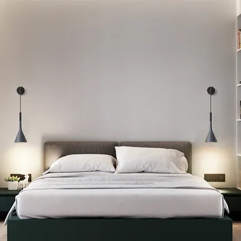 Dormitor Modern Noptiera Lumini de Perete Gri Alb Negru Aluminiu de Perete Sconces LED E27 Lampă de Perete de Interior camera de zi Illuminaire