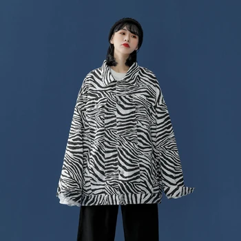 Toamna Model Zebra Jachete pentru Femei de Moda Harajuku Buton Sacou Designer coreean Original Cardigan Supradimensionat Streetwear