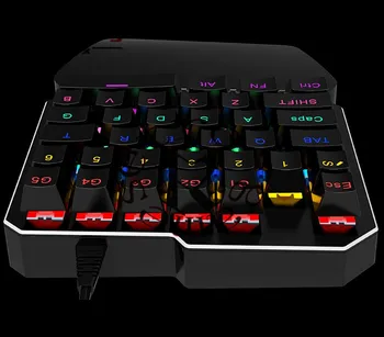 Coolbaby RS-7 7 Culori LED 35 cheile de Fundal Singură Mână Profesionale de Gaming Keyboard USB Cablu Anti-Ghosting Tastatură Pentru Joc