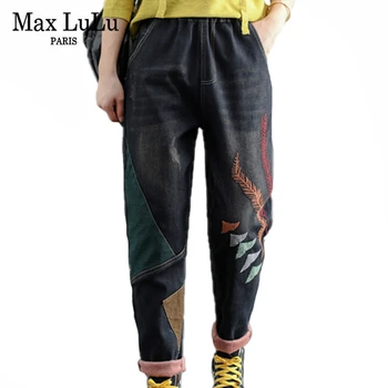 Max LuLu 2020 Coreeană Stil De Moda De Iarnă Pantaloni Femei Vrac Epocă Blugi Doamnelor Casual Punk Pantaloni Din Denim Supradimensionate Pantalons