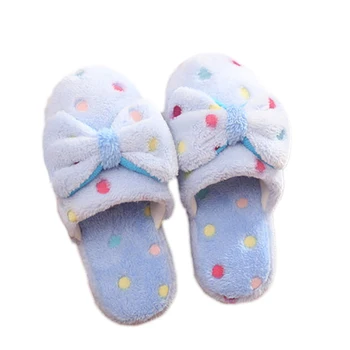 Super Cald Kawaii Drăguț Minunat De Femei Bowknot Papuci De Casă Dormitor Pantofi Papuci Roz/ Albastru/ Bej