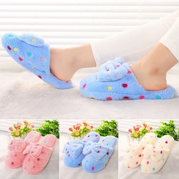 Super Cald Kawaii Drăguț Minunat De Femei Bowknot Papuci De Casă Dormitor Pantofi Papuci Roz/ Albastru/ Bej