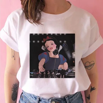 Drăguț Moda Strazii Topuri Tricou de Vara Noi Harajuku Femei T Shirt Printesa de Desene animate de Alfabet de Imprimare O-neck T-shirt