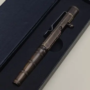 Alamă solidă Gel Ink Pen Retro Bambus Nod Acțiune Șurub Instrument de Scris Papetărie M0XB